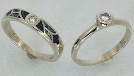 White gold diamond and inlay wedding set from James Hardwick