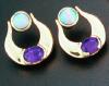 JE33-14kty earring w/amethyst & opal