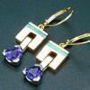 JE37-14kty earring w/6mm trilliant cut amethyst & opal