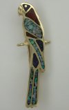 14kt/Inlay Parrot Pin