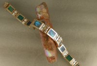 JM134-14KT link bracelet with Australian opal inlay and diamonds