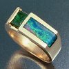 JR111-14KY with Australian Opal solid stone inlay and Emerald