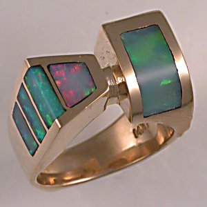 JR148-14KT yellow gold opal inlay ring