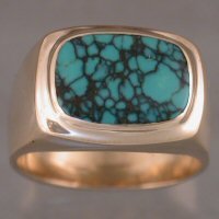 JR179-Gents 14kt yellow ring with turquoise
