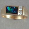 JR191-14KT yellow ring with diamonds and Australian Opal