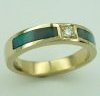 JR51a-14kty band with opal inlay & diamond