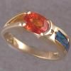 JR94-14KT yellow gold ring with spessertite garnet & opal inlay