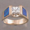 One of a kind 14kt diamond and opal ring-1.16 ct princess cut diamond