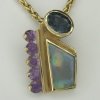 14kt yellow pendant/opal, blue spinel, amethyst