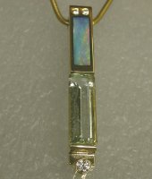 14KTY slide with aquamarine, opal, diamonds