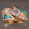14KY custom ring-diamonds & turquoise