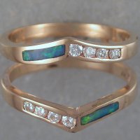 Custom Ring Guards-14KT yellow gold, diamonds, opal inlay