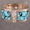 14KT yellow ring-diamonds & turquoise